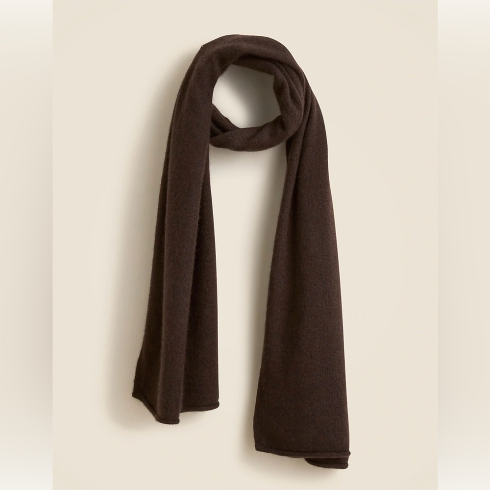J Crew Cashmere Scarf NWT Heather Chocolate 70”L x 20”W